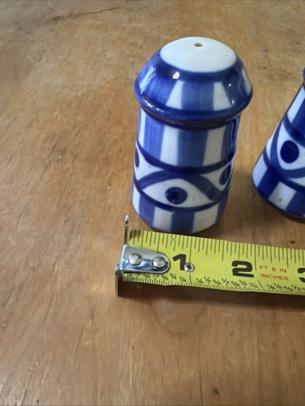 Dansk Arabesque Salt And Peppers Shaker Set Ceramic Mid Century Blue White